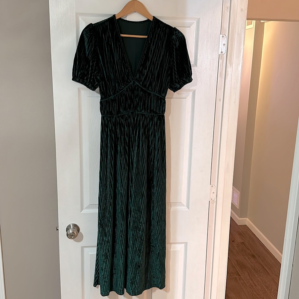 Green velvet dress